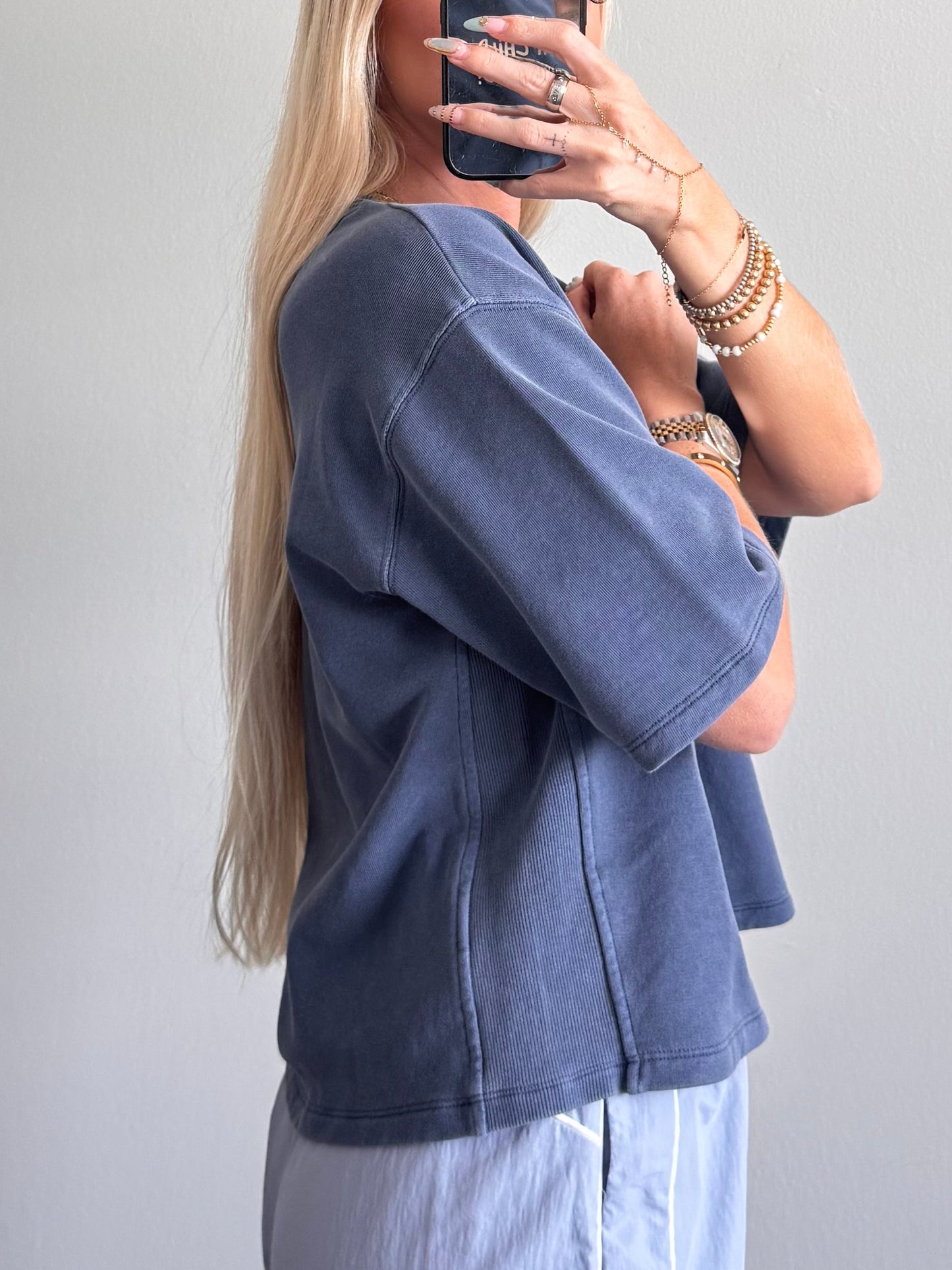Blue French Terry Top