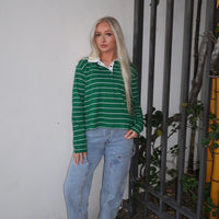 Green Striped Rugby Long Sleeve
