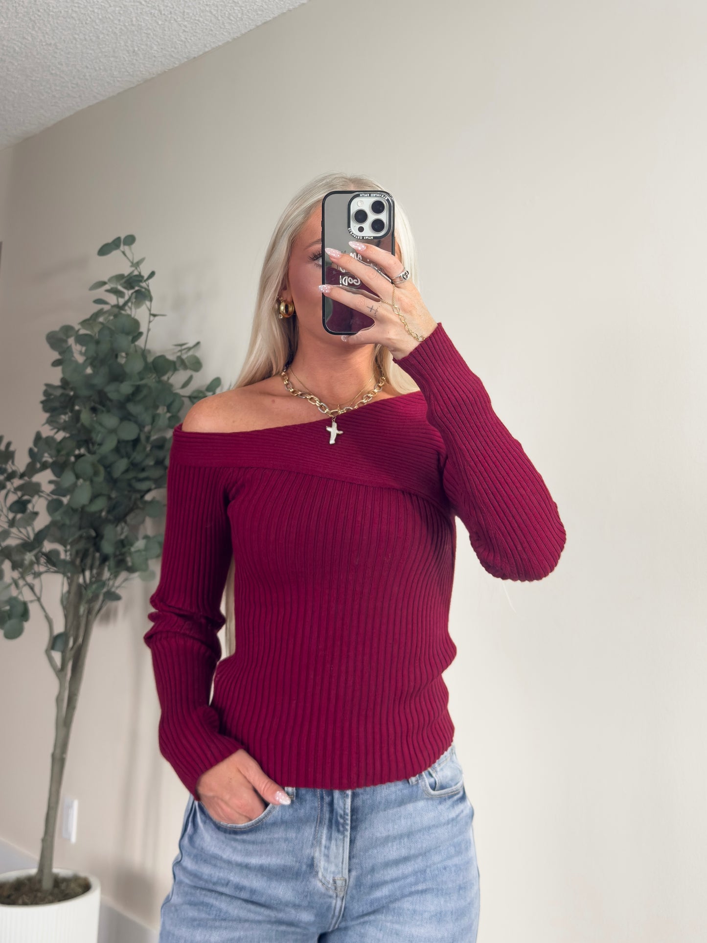 McKenna Knit Long Sleeve- Wine