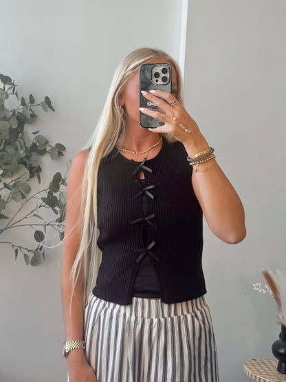 Black Bow Knit Tank