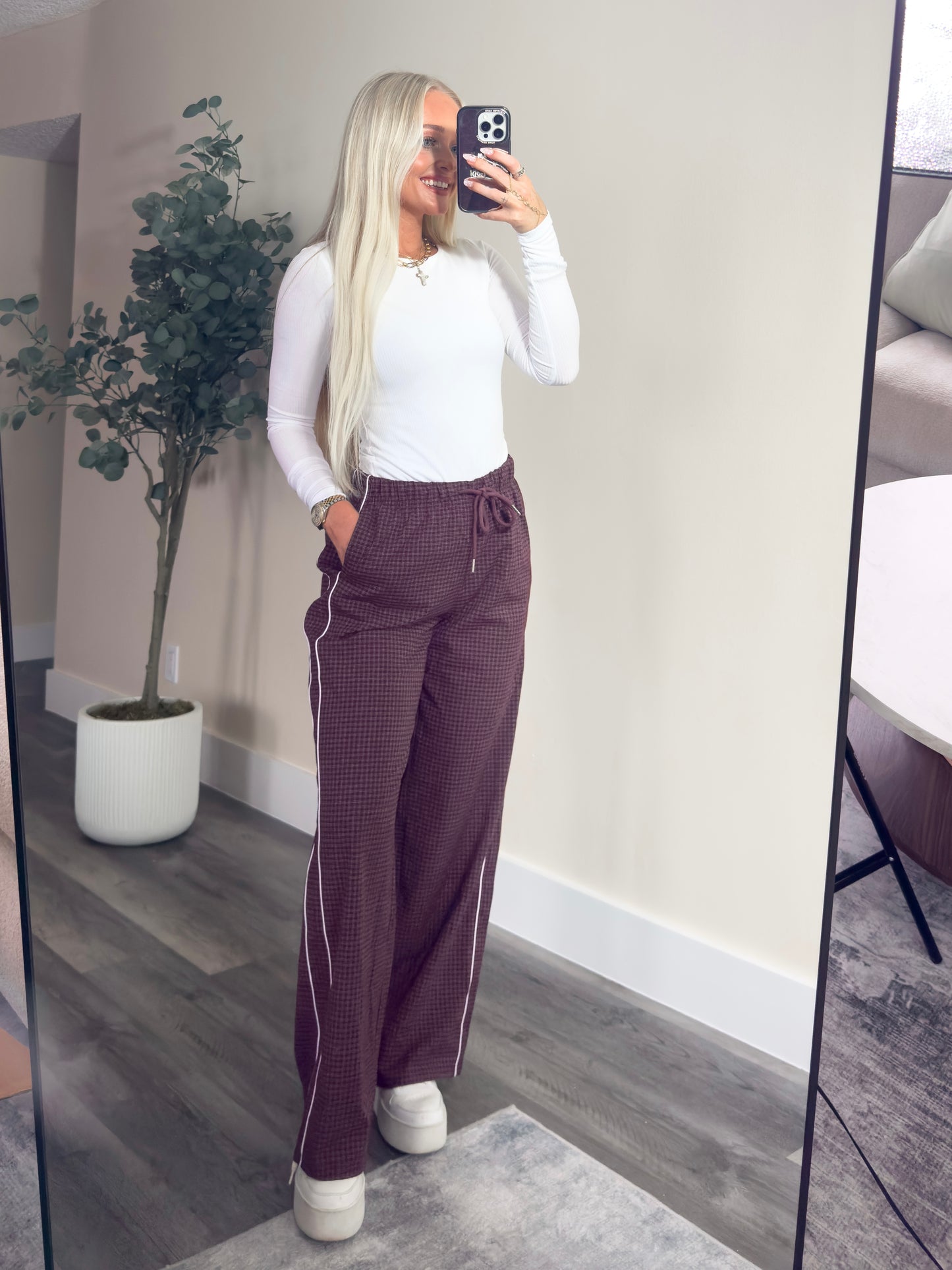 Maroon Maze Pants