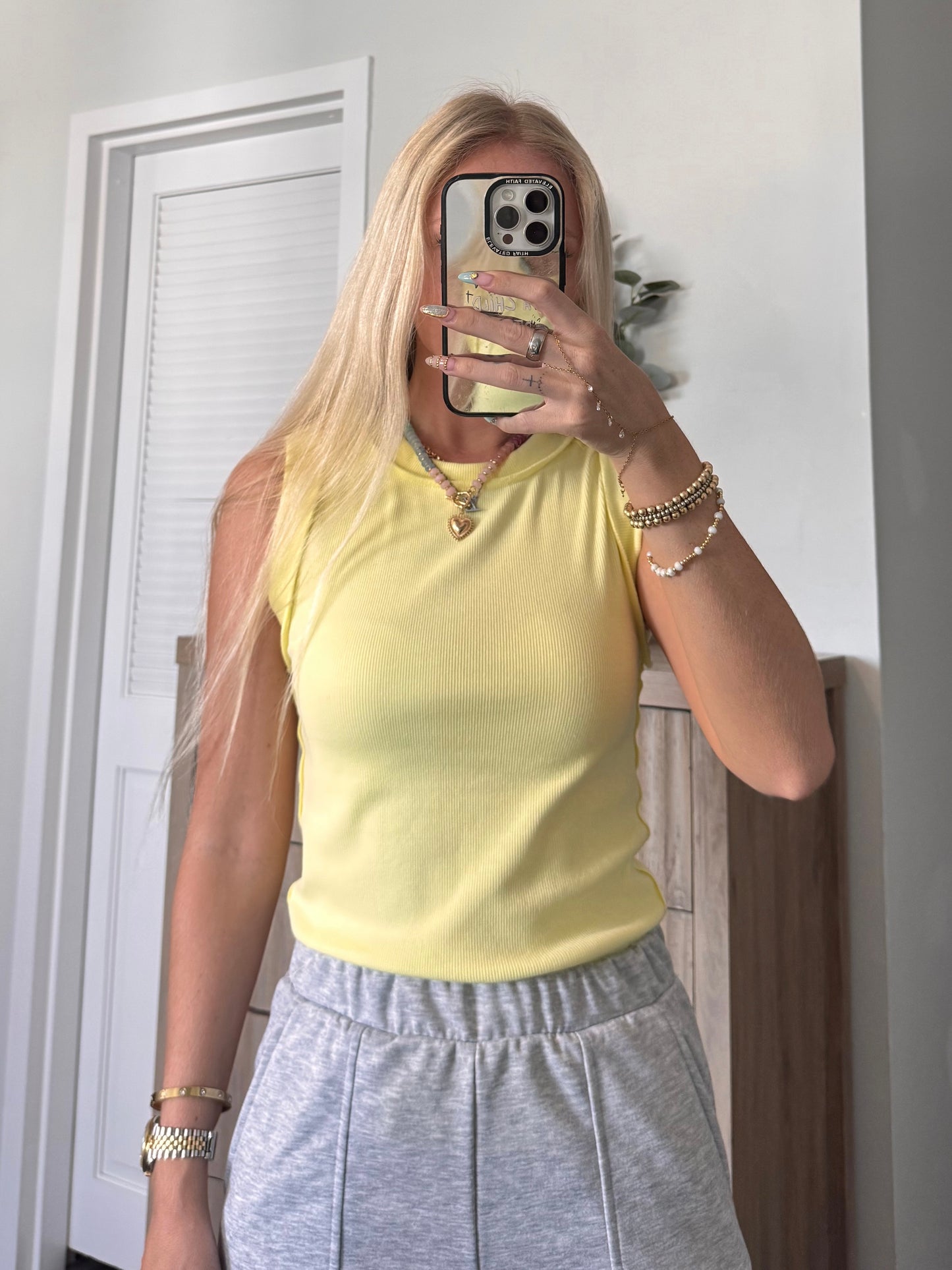 Lemon Day Ribbed Tank Top