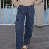 Medium Wash Cargo Jeans