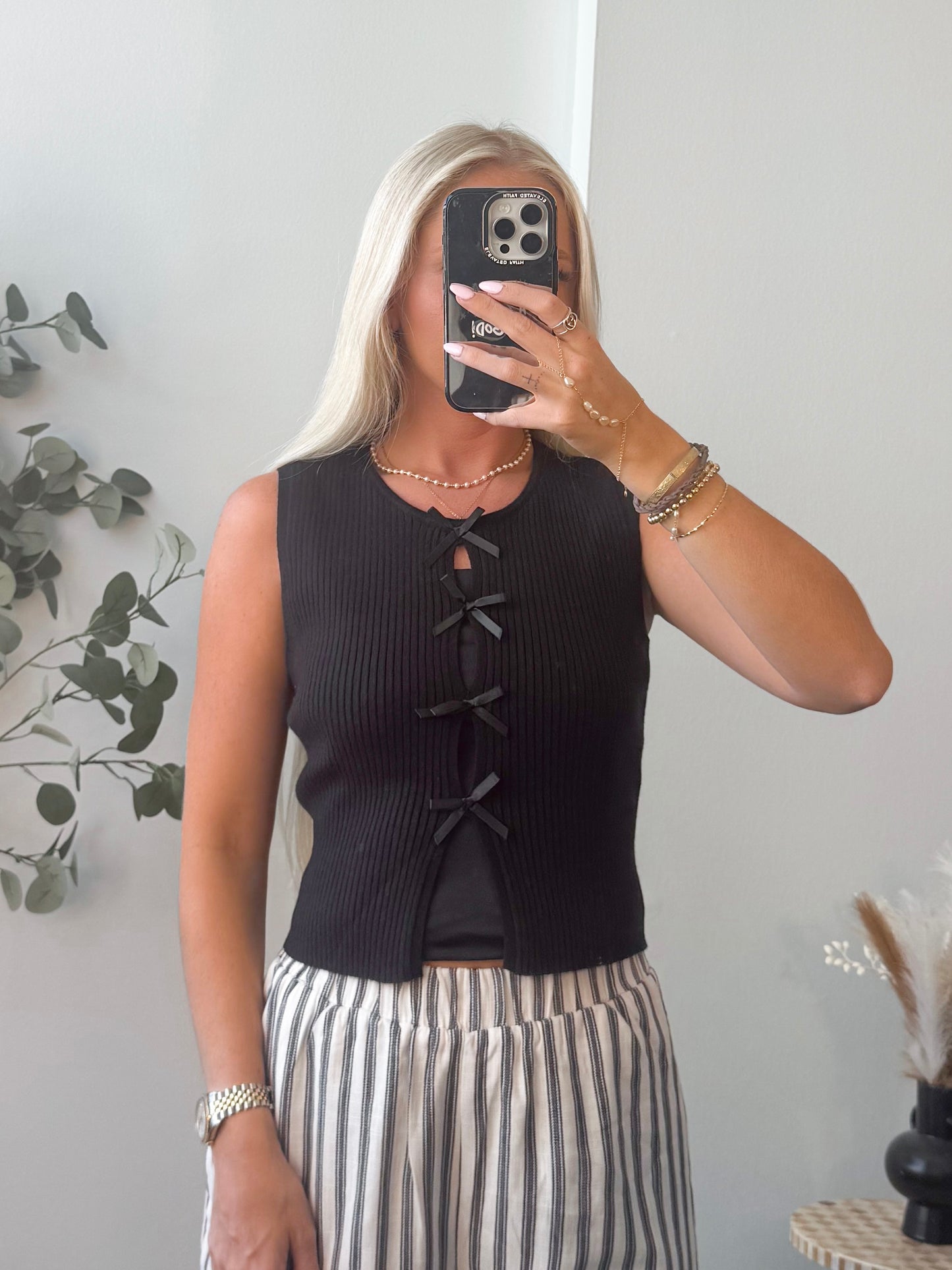 Black Bow Knit Tank