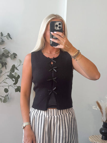 Black Bow Knit Tank