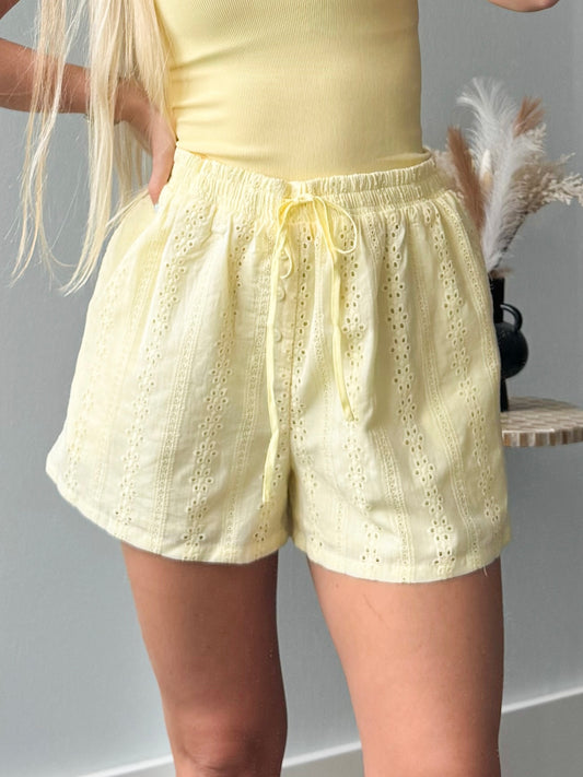 Eyelet Era Shorts- Yellow