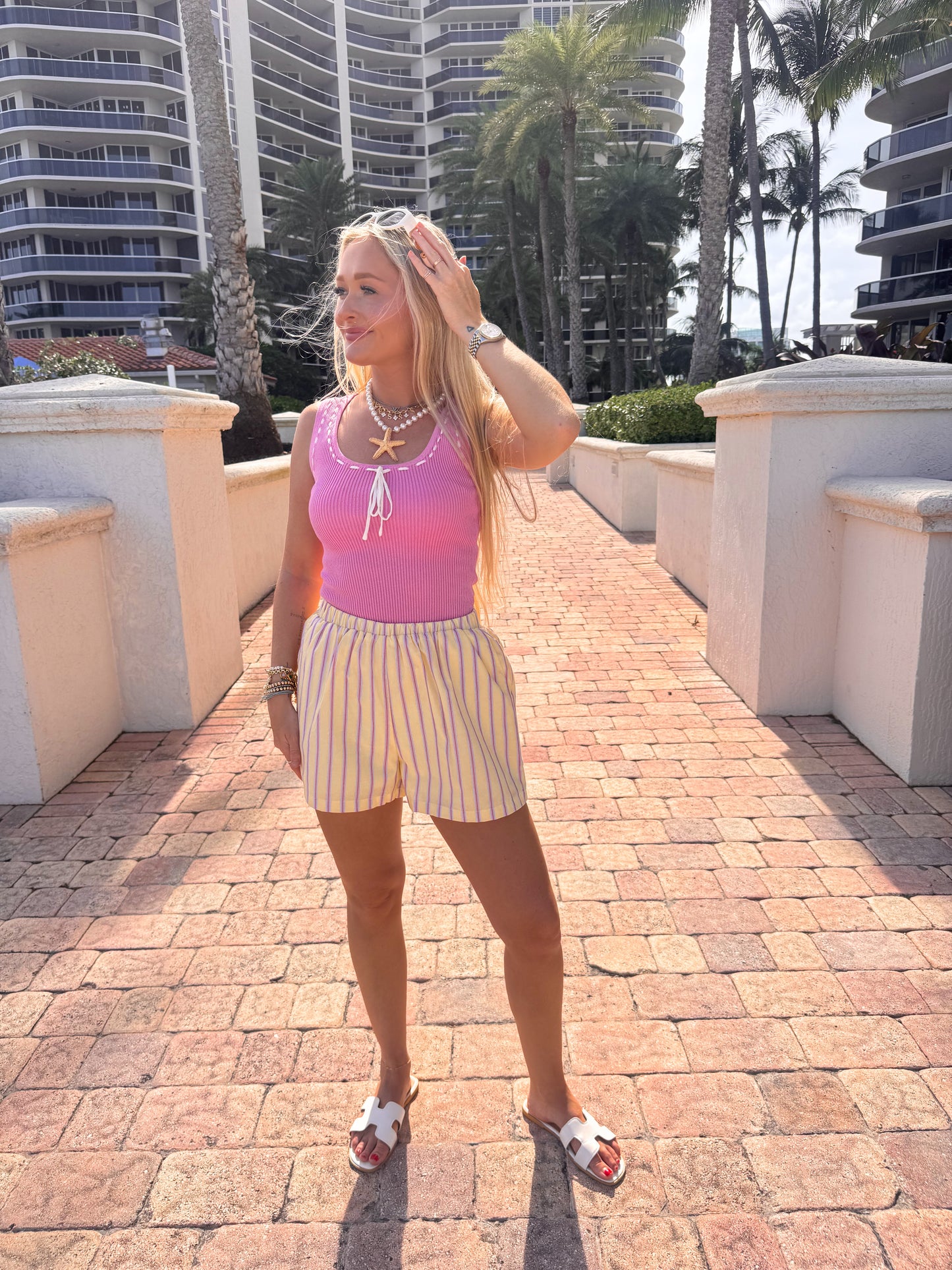 Jordan Knit Tank- Pink