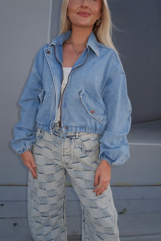 Denim Cargo Pocket Jacket
