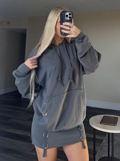 Metal Ring Grey Skort Set