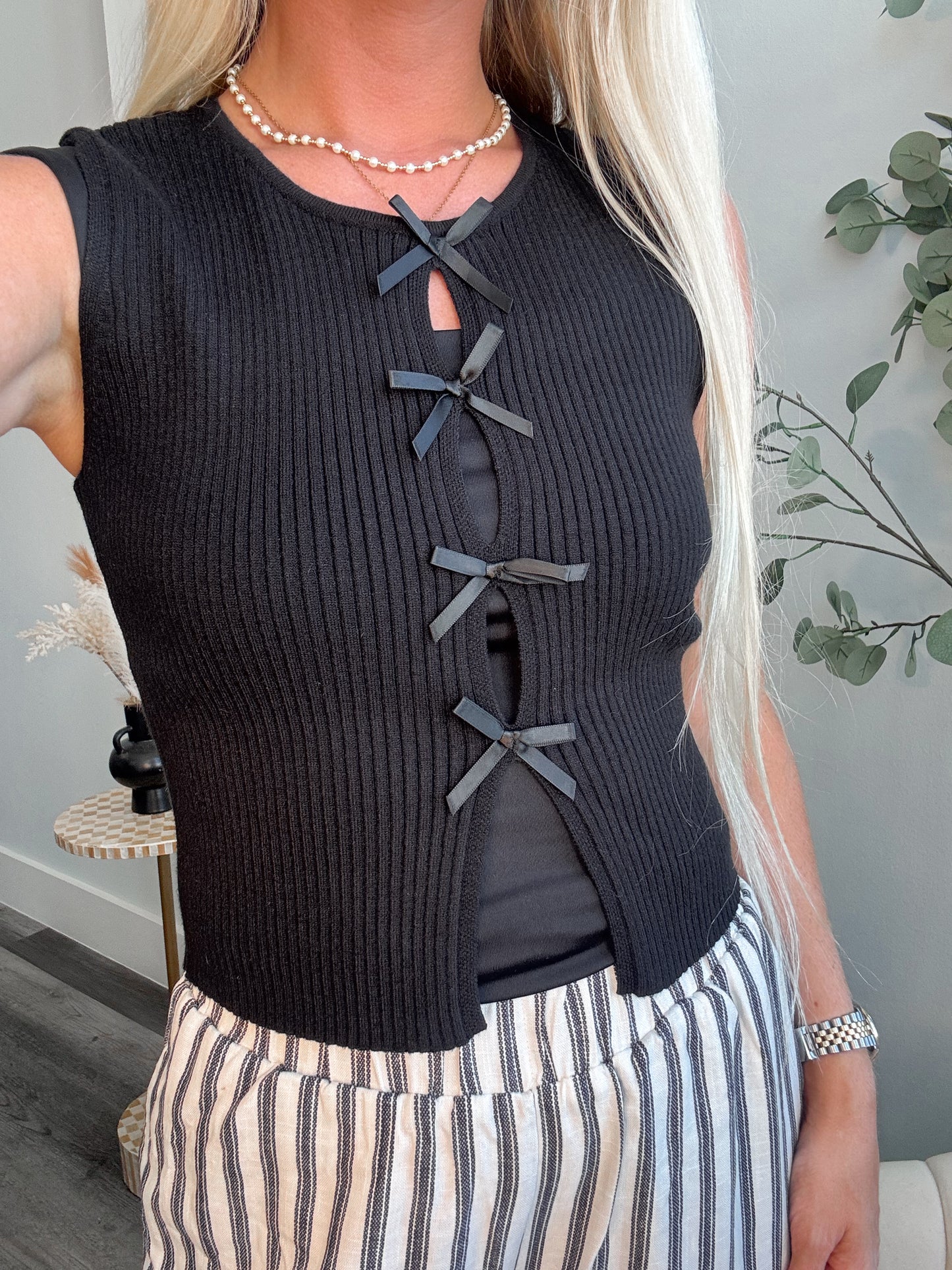 Black Bow Knit Tank