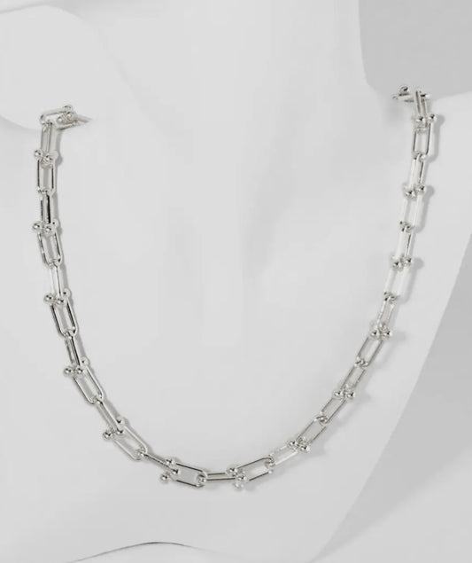 Graduated Link Necklace- Silver