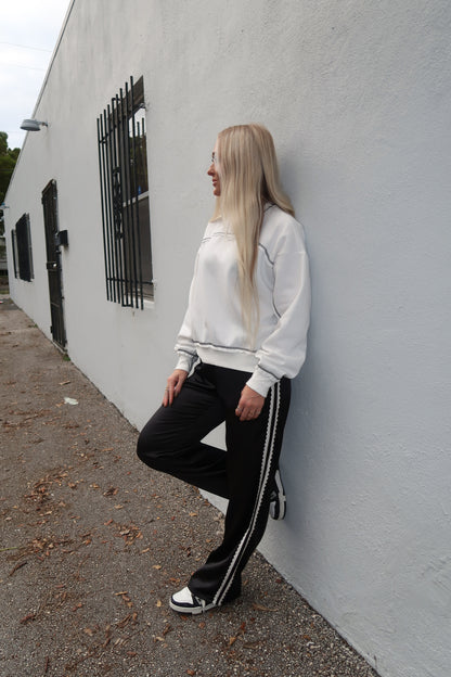 White with Black Stitching Sweatshirt