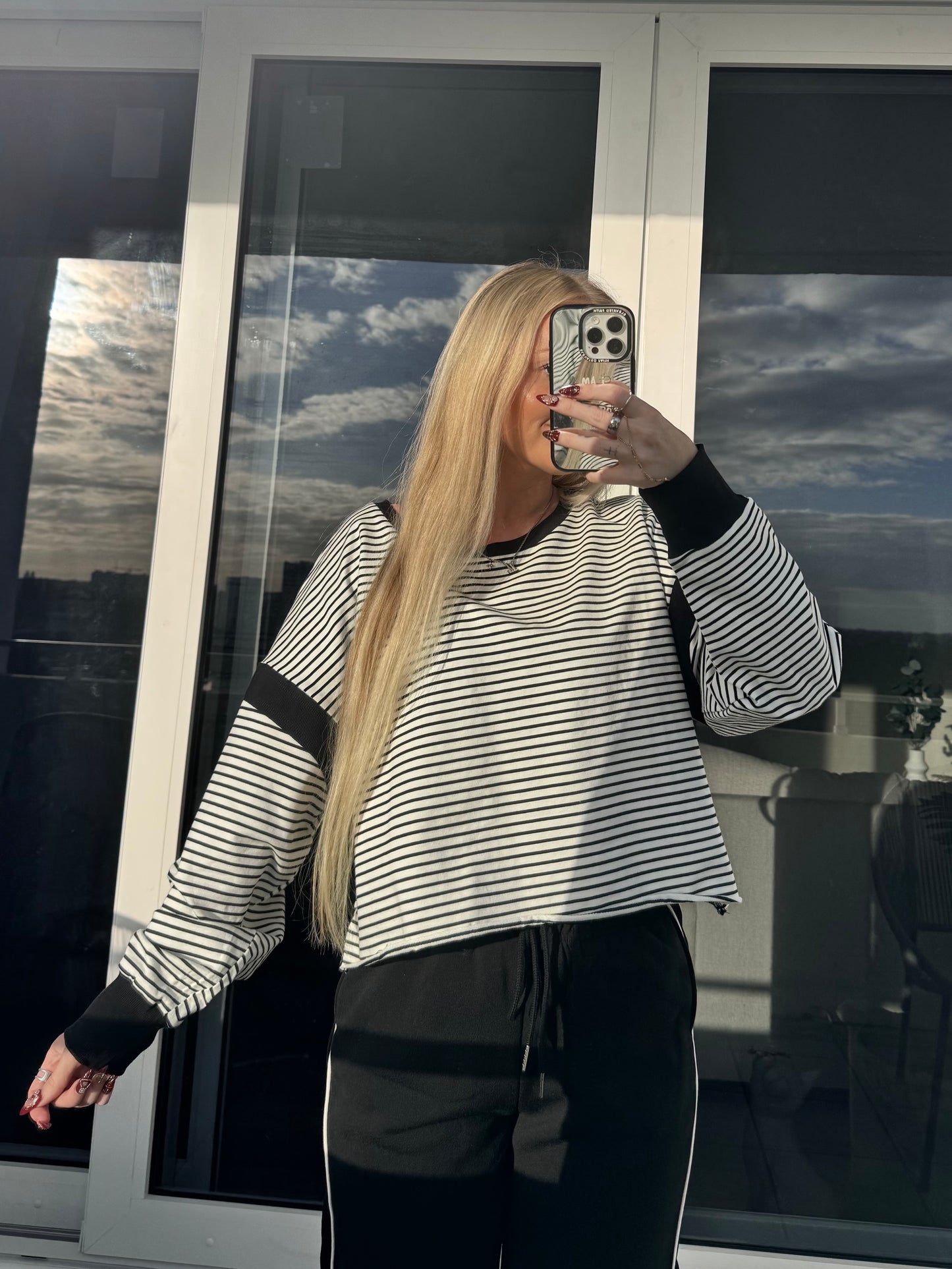 Striped Cutout Pullover