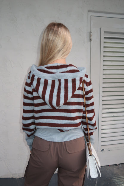 Blue & Brown Button Up Cardigan