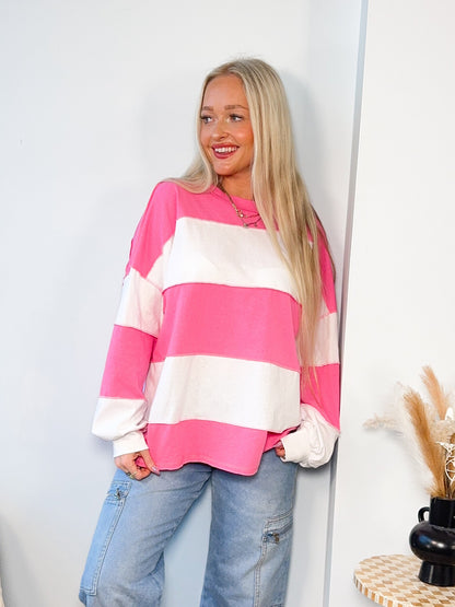 Drop Shoulder Striped Long Sleeve