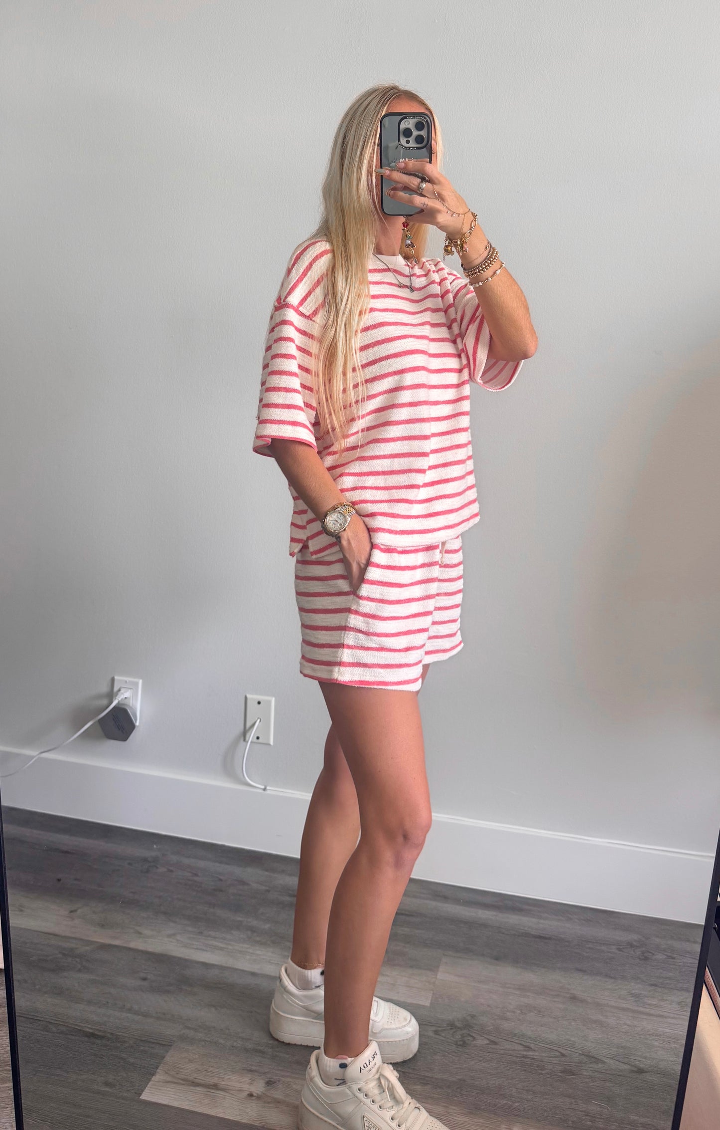 Pink & White Terry Cloth Set