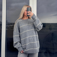 Grey with Cream Stripes Sweater
