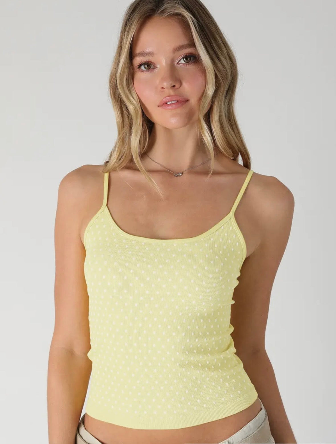 Nikki Yellow Polka Dot Tank