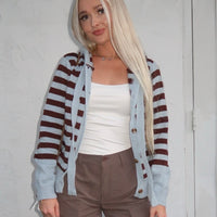 Blue & Brown Button Up Cardigan