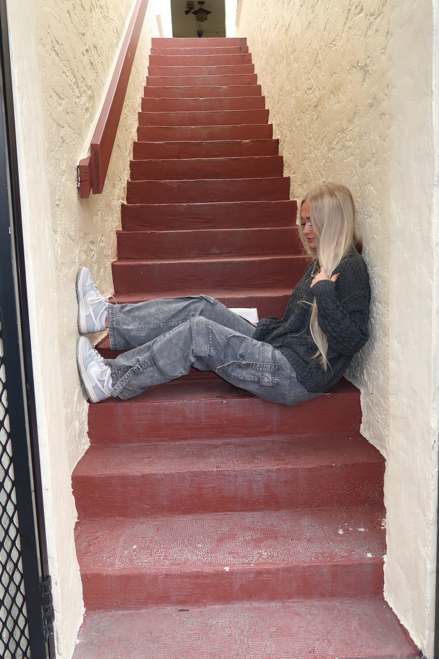 Charcoal Cable Knit Braided Sweater