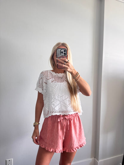 White Crochet Top