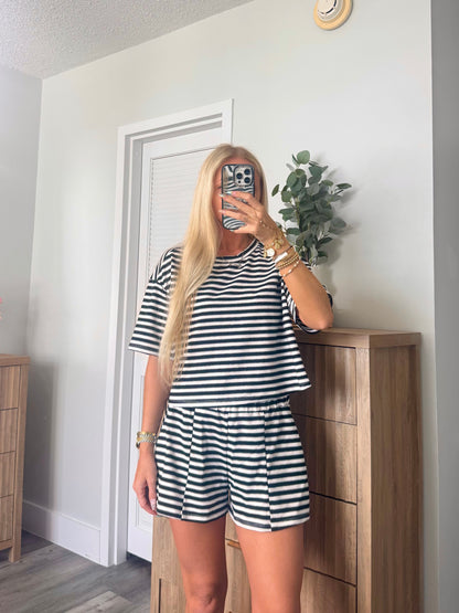 Palm Springs Striped Set- Black