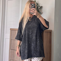 Oversized Washed Raw Hem Tee