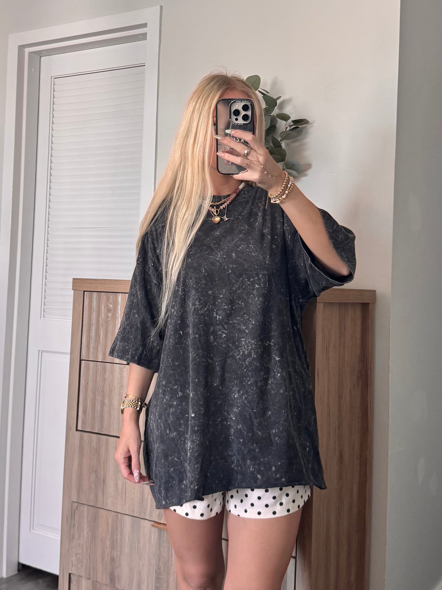 Oversized Washed Raw Hem Tee