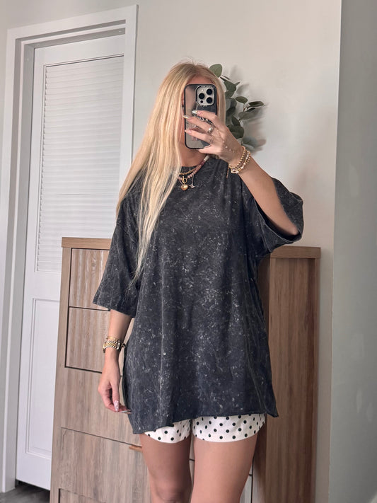 Oversized Washed Raw Hem Tee