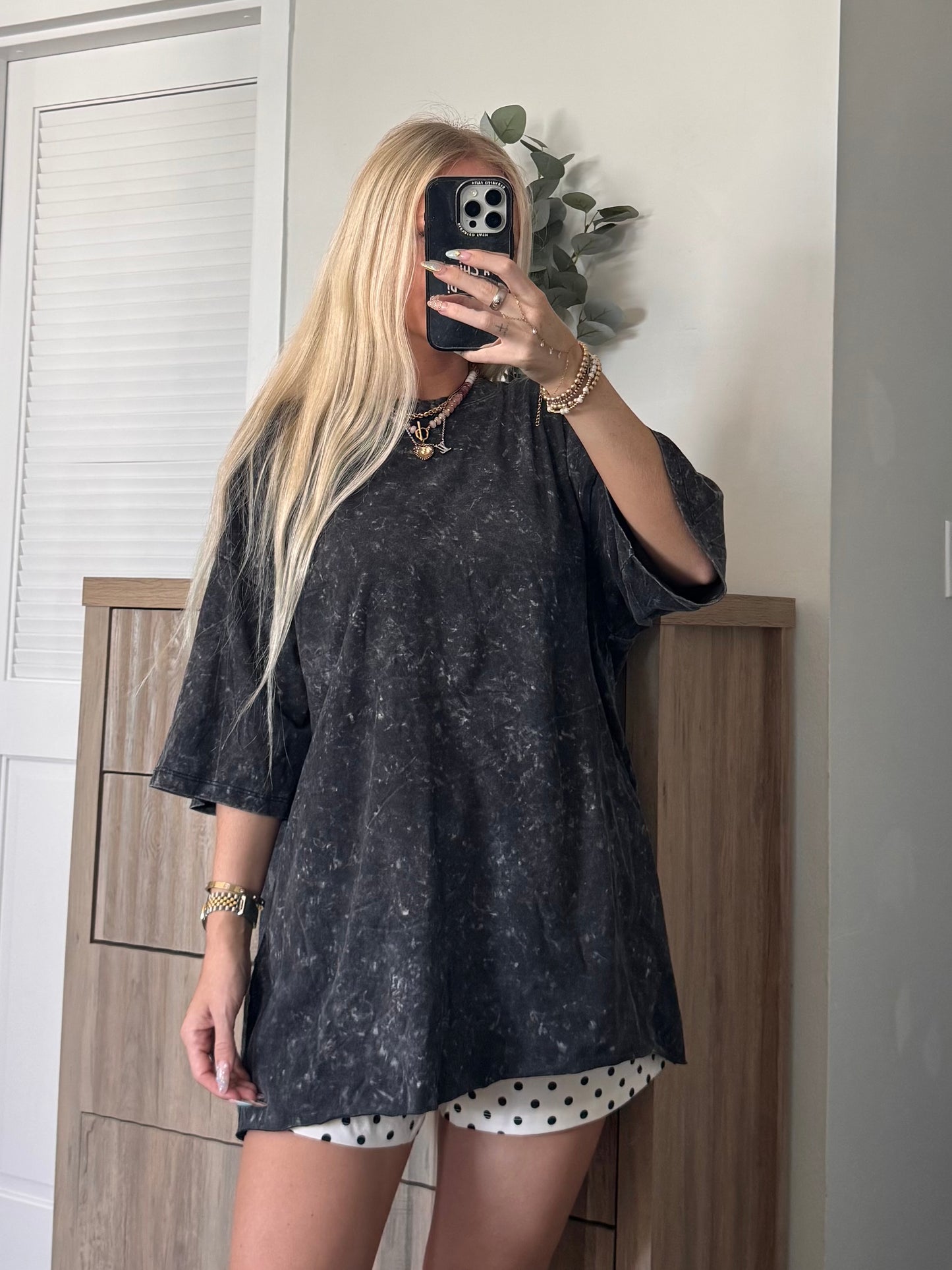 Oversized Washed Raw Hem Tee