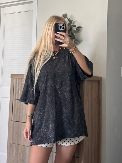 Oversized Washed Raw Hem Tee