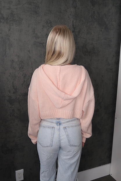 Cropped Knit Zip Up