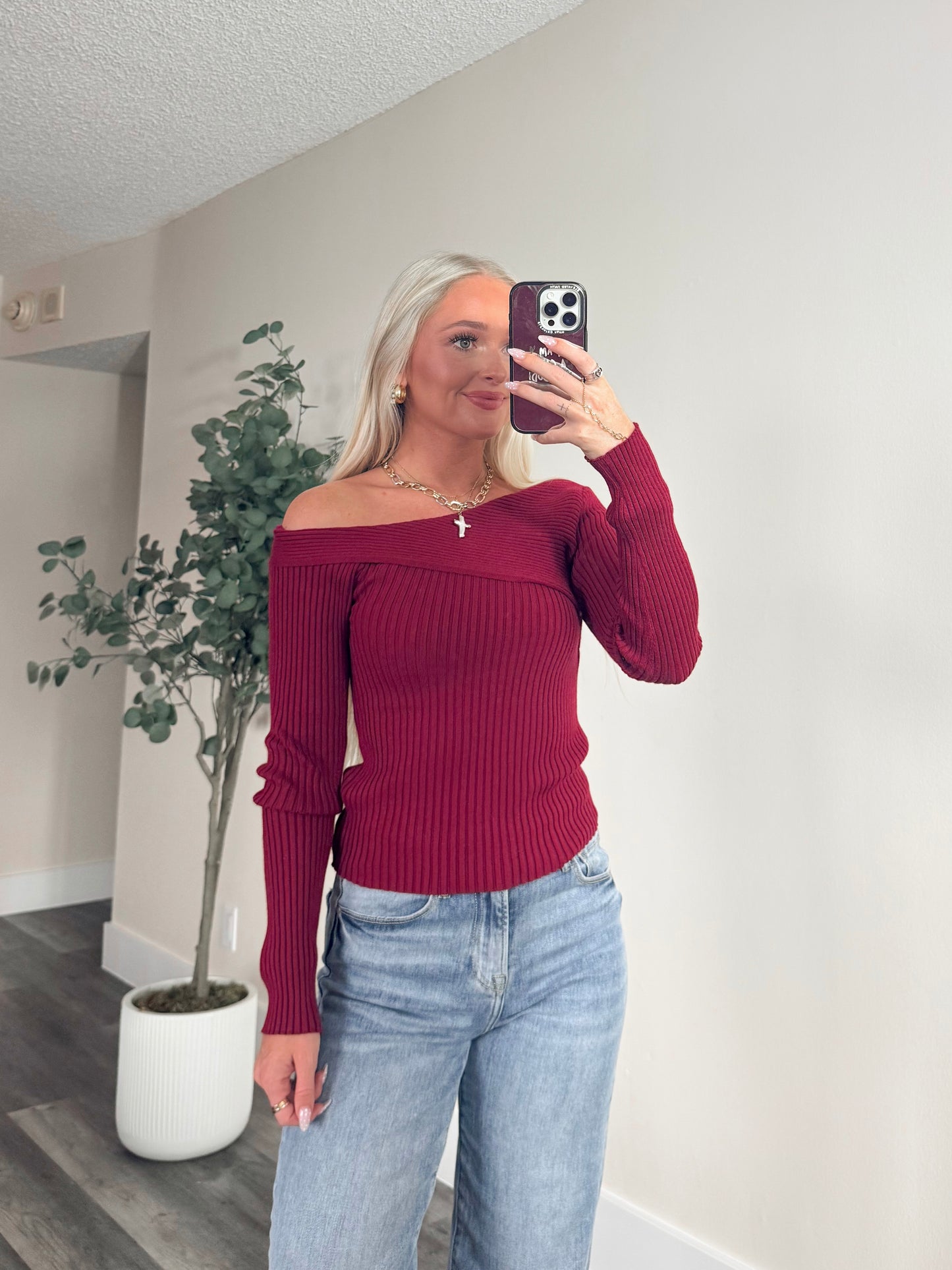 McKenna Knit Long Sleeve- Wine