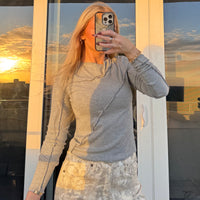 Grey Ribbed Long Sleeve