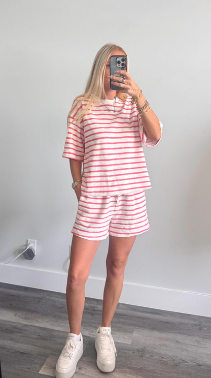 Pink & White Terry Cloth Set