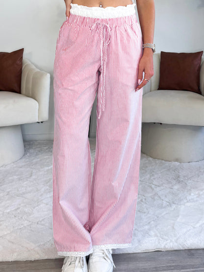 Eyelet Striped Pants