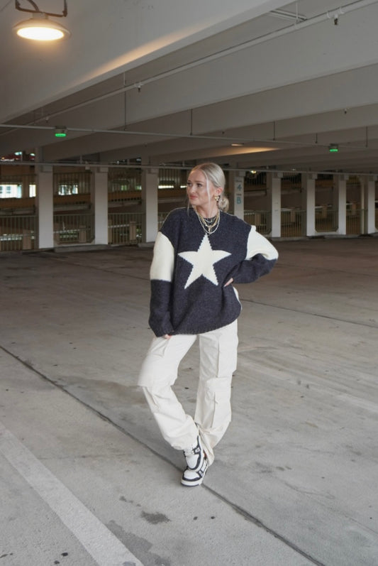 Star Contrast Sweater
