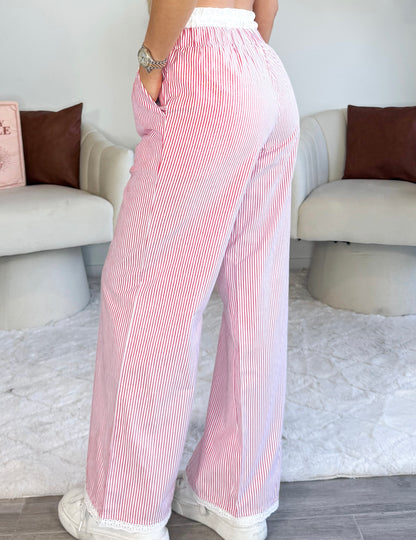 Eyelet Striped Pants