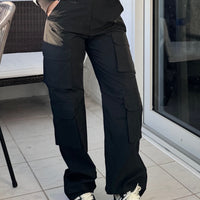 Black Nylon Cargo Pants