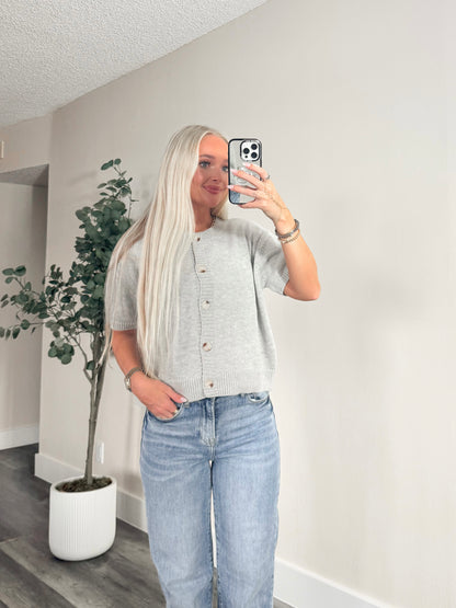 Grace in Grey Short Sleeve Cardigan