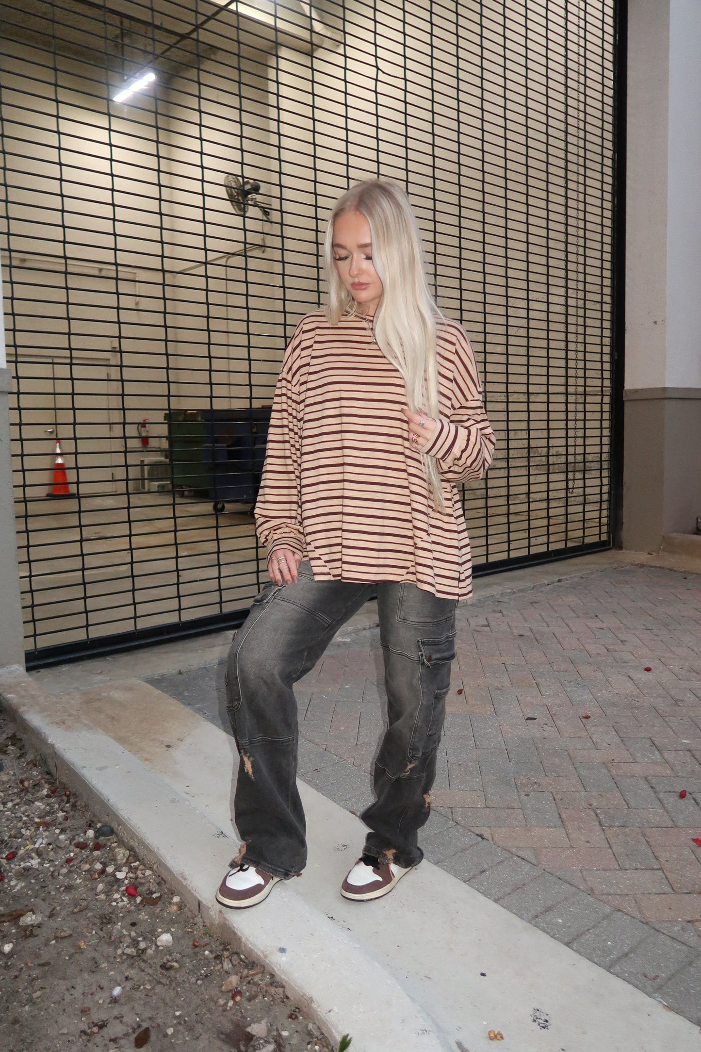 Taupe/ Mocha Striped Long Sleeve