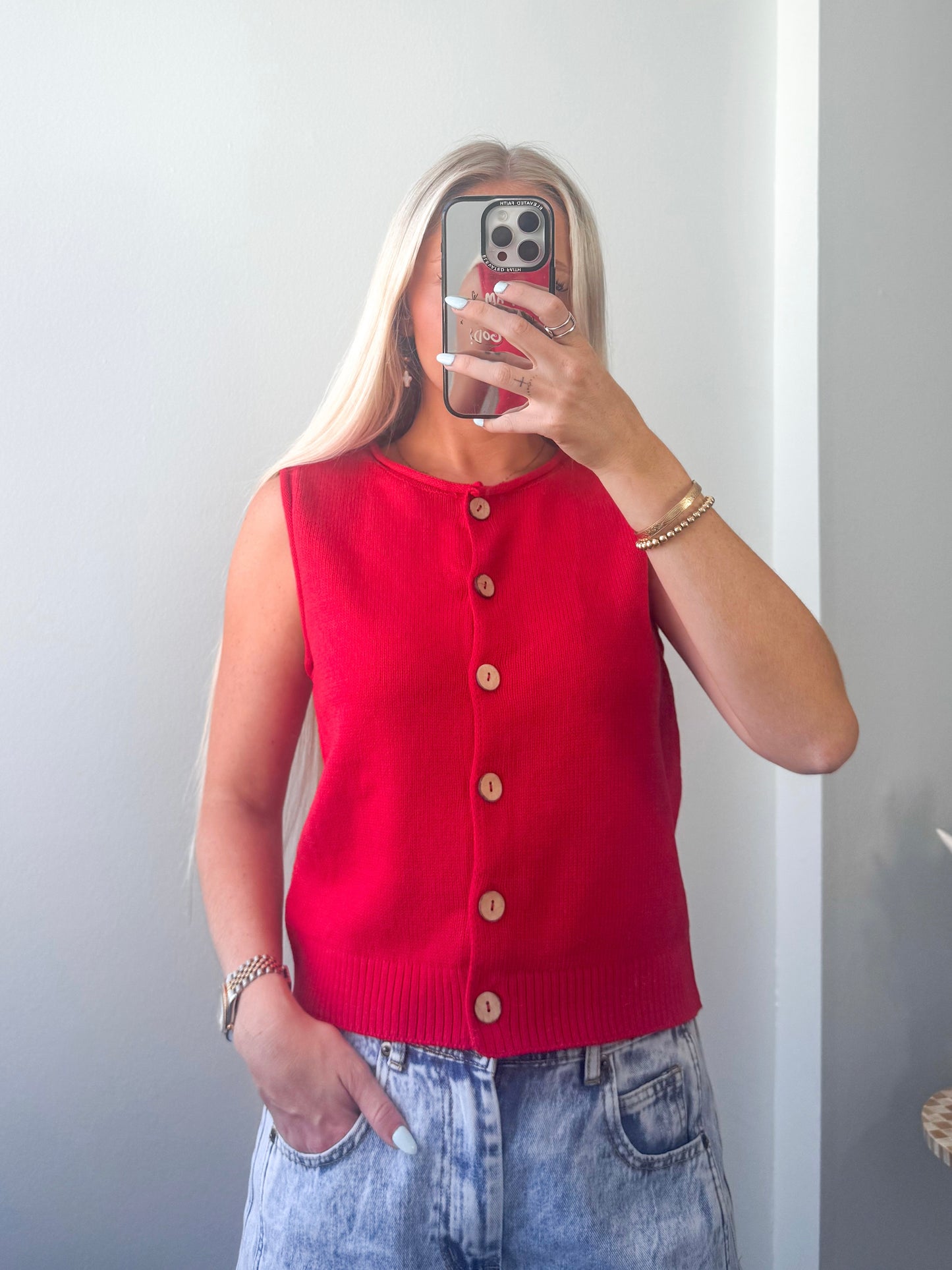 Cherry Crush Sleeveless Sweater