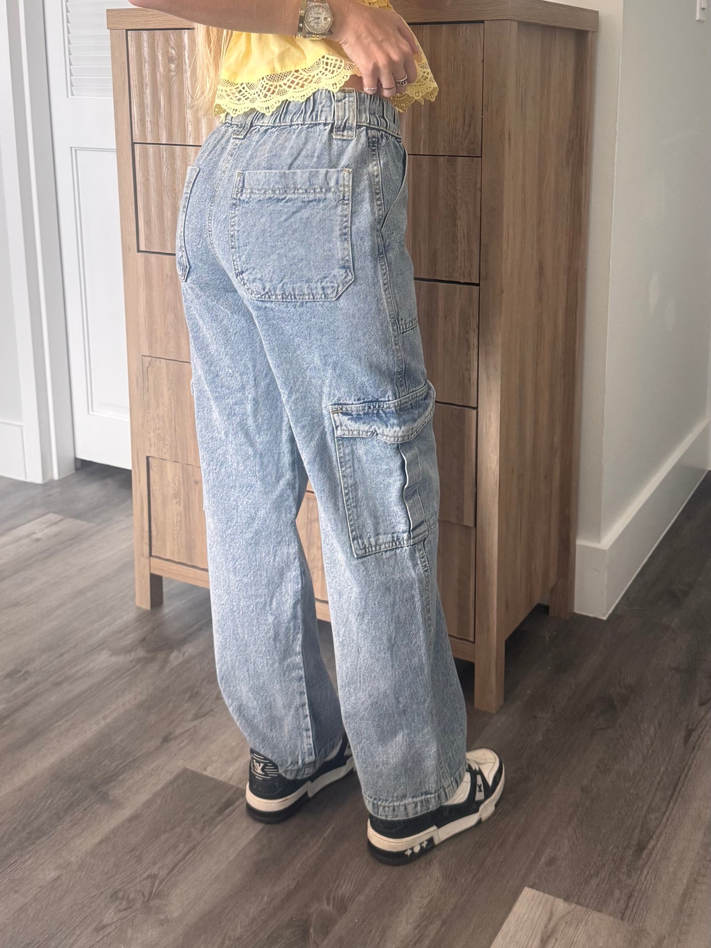 Medium Wash Cargo Jeans