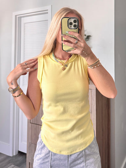 Lemon Day Ribbed Tank Top