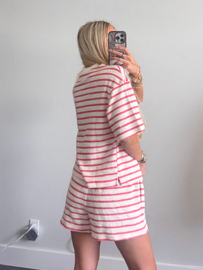 Pink & White Terry Cloth Set