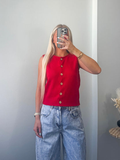 Cherry Crush Sleeveless Sweater
