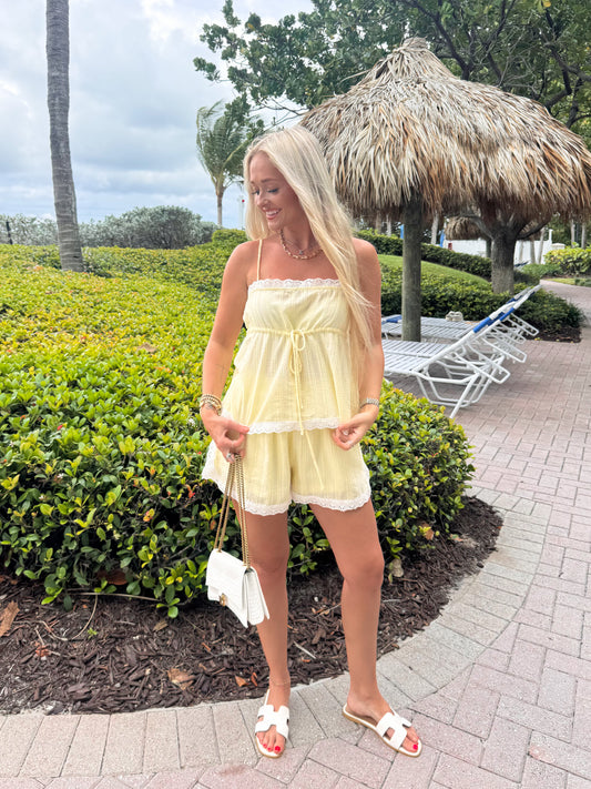 Pretty in Eyelet Set- Yellow