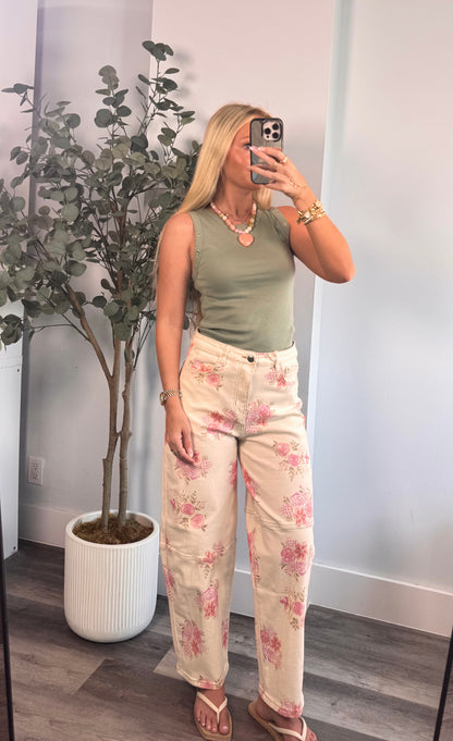 Sage Grommet Tank Top