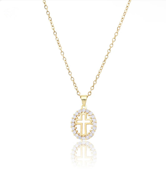 Rhinestone Cross Necklace