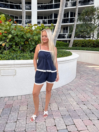 Pretty In Eyelet Set- Navy